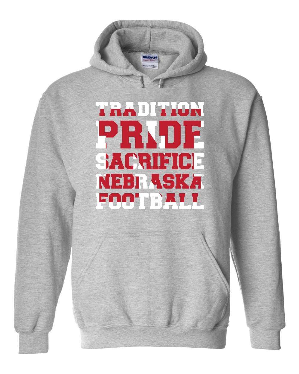 Nebraska Cornhuskers Football "TRADITION PRIDE SACRIFICE" Hooded Sweatshirt