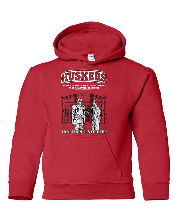 Nebraska Cornhuskers Football Tradition Lives Here Berringer & Osborne Youth Hooded Sweatshirt