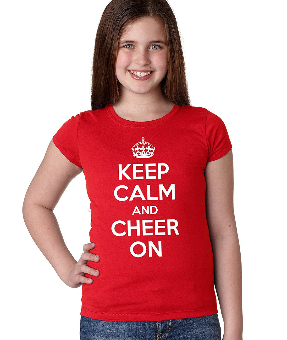 "KEEP CALM and CHEER ON" Youth Girls Tee Shirt