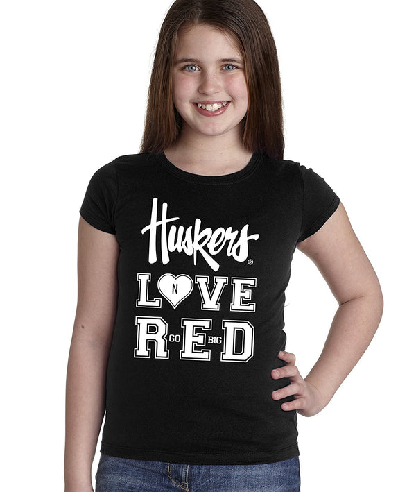 Nebraska Huskers LOVE RED Youth Girls Tee Shirt