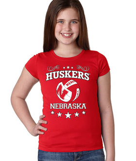 Nebraska Huskers Volleyball Stars Youth Girls Tee Shirt