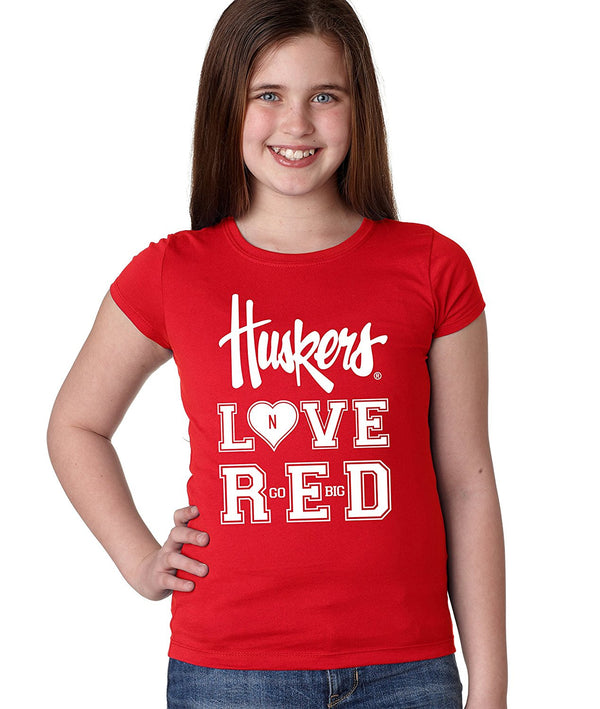 Nebraska Huskers LOVE RED Youth Girls Tee Shirt