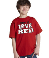 Nebraska Cornhuskers Football "LOVE RED" Helmet Youth Boys Tee Shirt