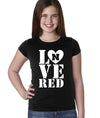 Nebraska Cornhuskers Stacked LOVE N RED Youth Girls Tee Shirt