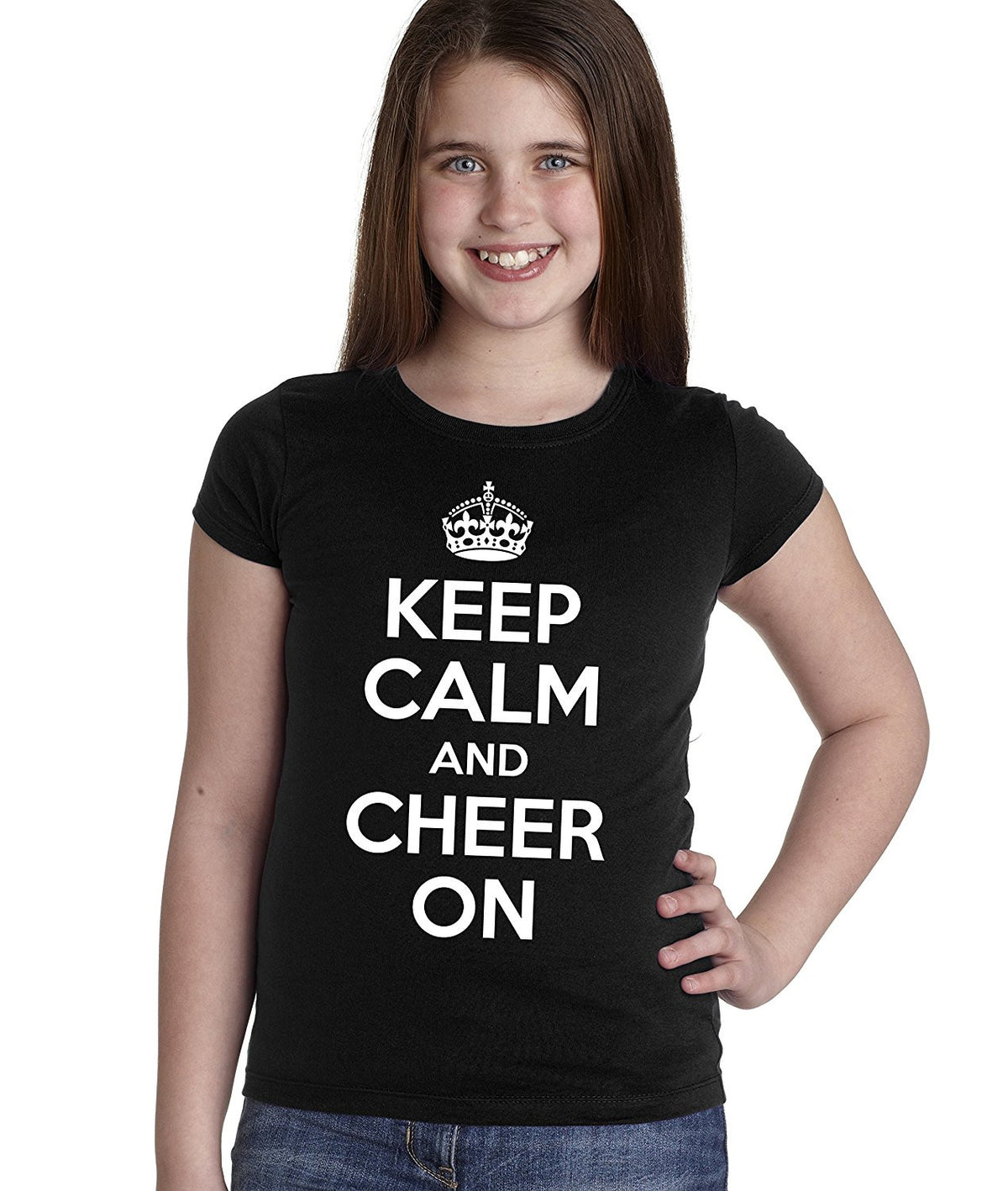 "KEEP CALM and CHEER ON" Youth Girls Tee Shirt