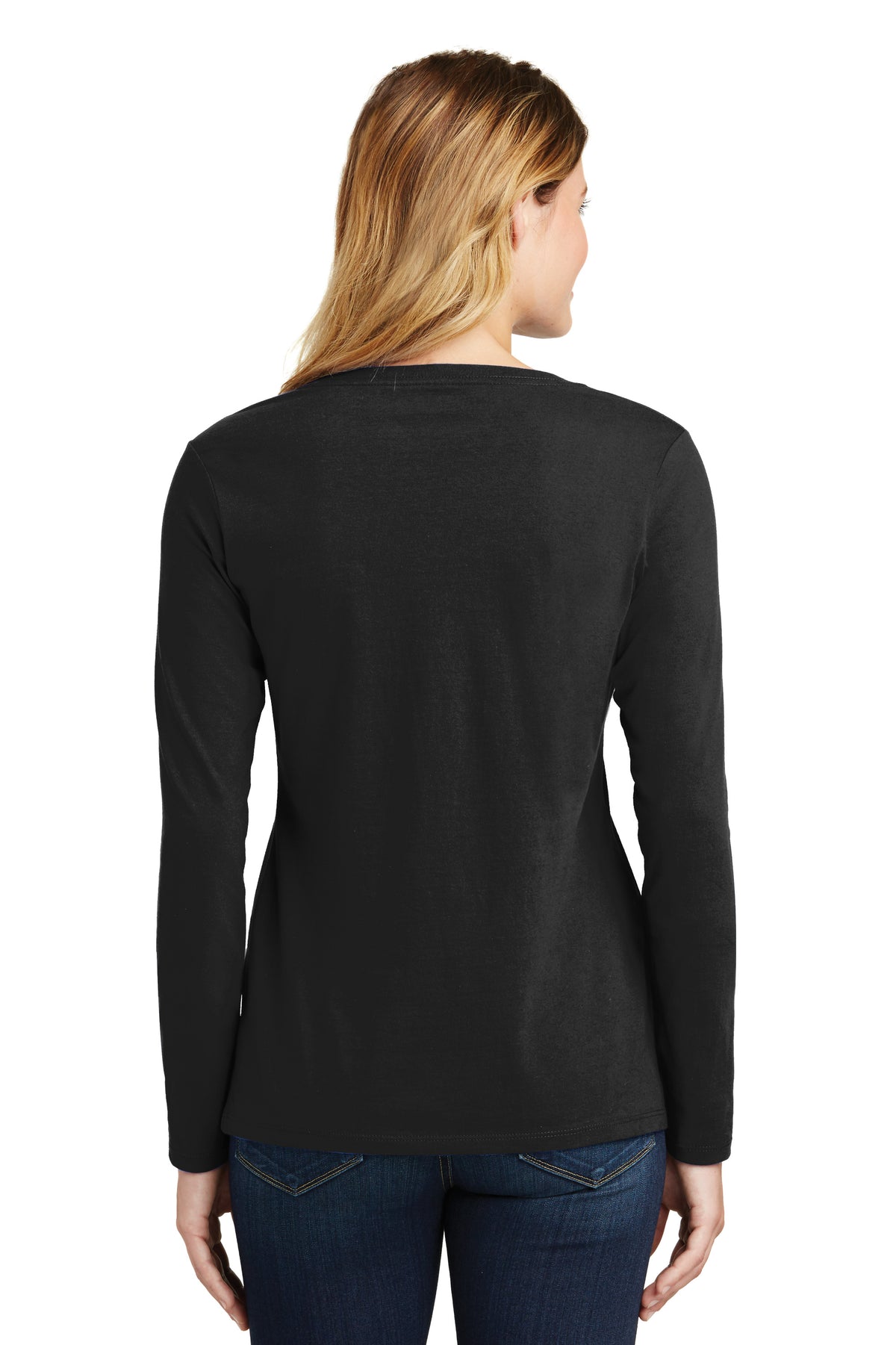 Women's South Dakota Coyotes Long Sleeve V-Neck Tee Shirt - Red Glitter Script Coyotes