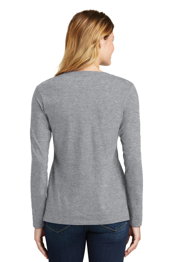 Women's Utah Utes Long Sleeve V-Neck Tee Shirt - U of U Arch with Circle Feather Logo