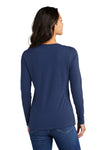 Women's Creighton Bluejays Long Sleeve V-Neck Tee Shirt - Script Bluejays Full Color Fade