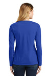 Women's Creighton Bluejays Long Sleeve V-Neck Tee Shirt - Script Bluejays Full Color Fade