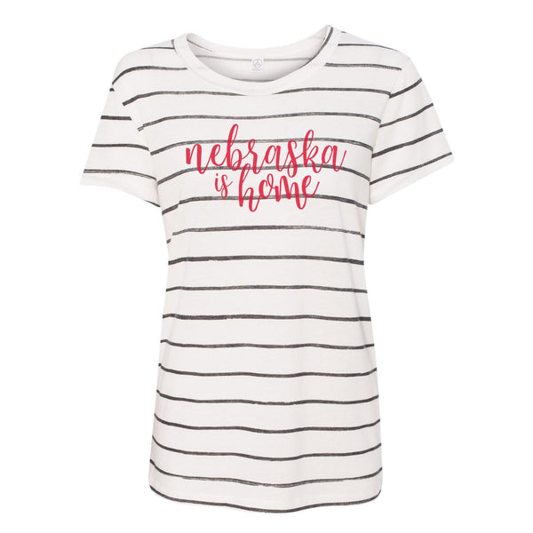 NEBRASKA IS HOME STRIPED TEE - NEBRASKA STATE SHIRT