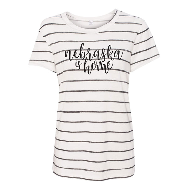 NEBRASKA IS HOME STRIPED TEE - NEBRASKA STATE SHIRT