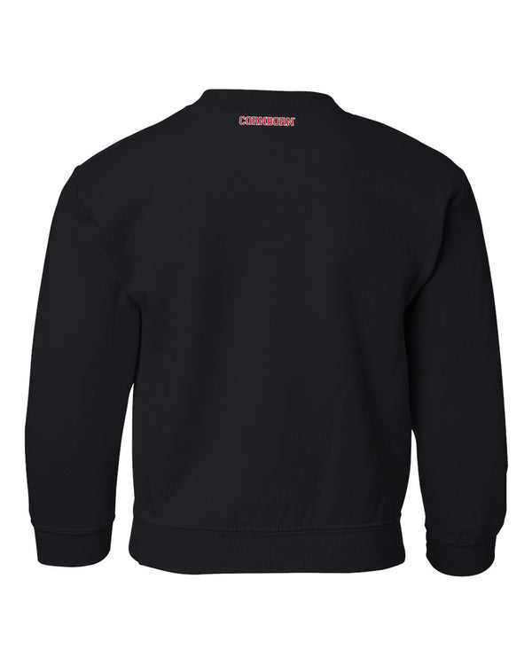 Nebraska Husker Youth Crewneck Sweatshirt - Vertical Stripe Script Huskers