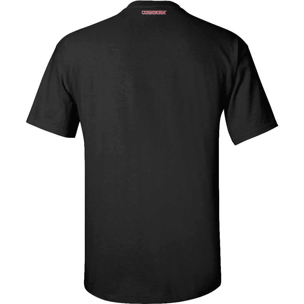Nebraska Husker Tee Shirt - Vertical Stripe Script Huskers
